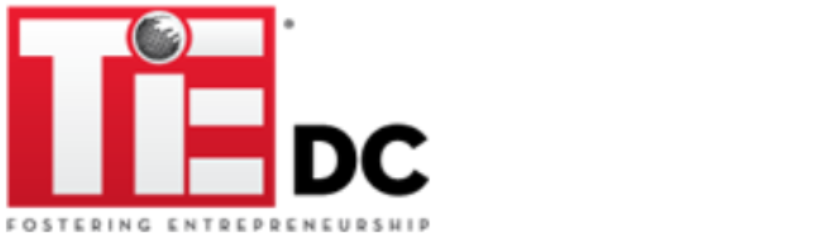 Logo of TiE DC features a bold red and white 'TiE' with a black and white globe above the 'i'. 'DC' in black text and the tagline 'Fostering Entrepreneurship.' Celebrating the announcement of winners from the Tie Women’s Pitch Chapter.